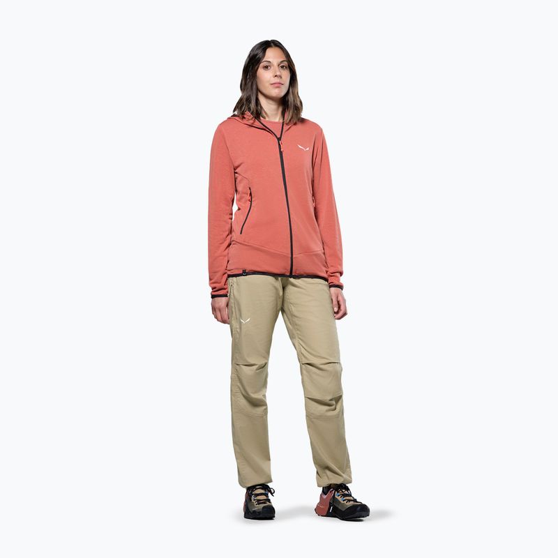 Felpa trekking Salewa donna Agner Hemp 2 con cappuccio rosso etrusco 2