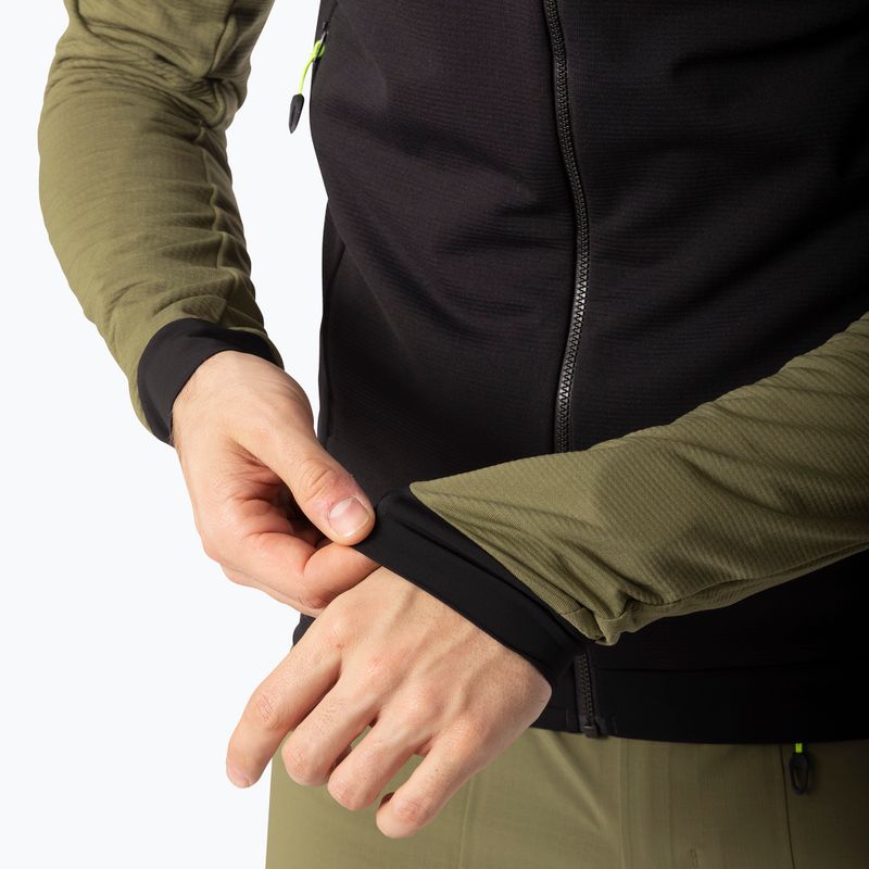 Felpa da sci alpinismo uomo DYNAFIT Radical Polartec con cappuccio verde militare/0910 3