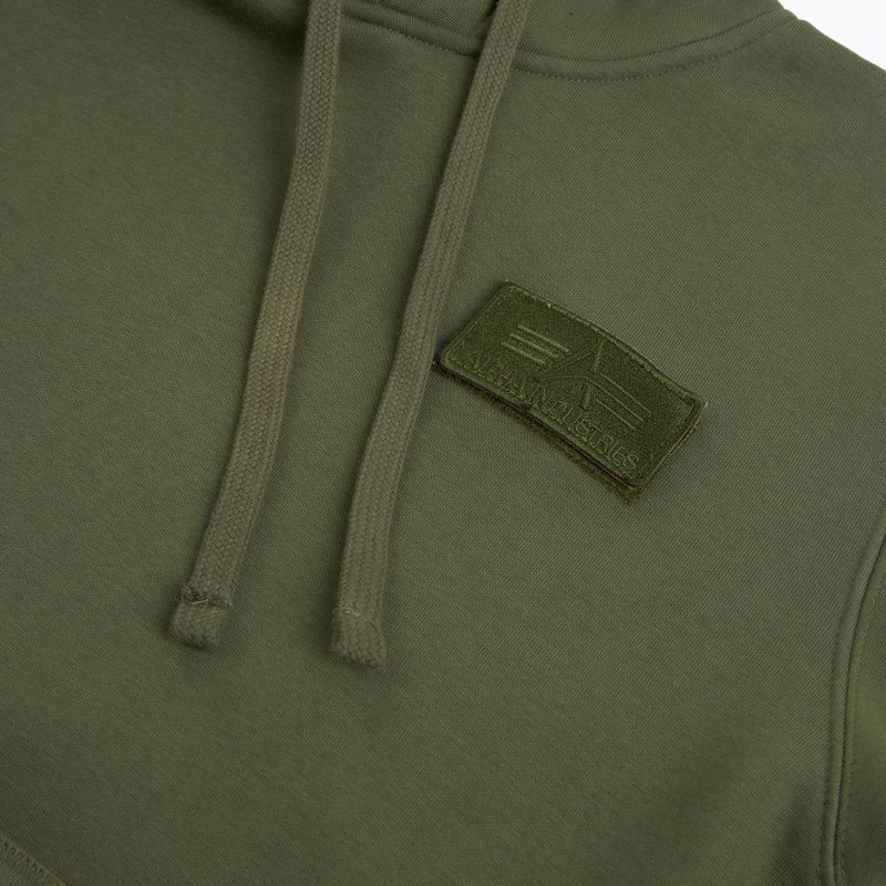 Alpha Industries Uomo Felpa con cappuccio a righe rosse verde scuro 3