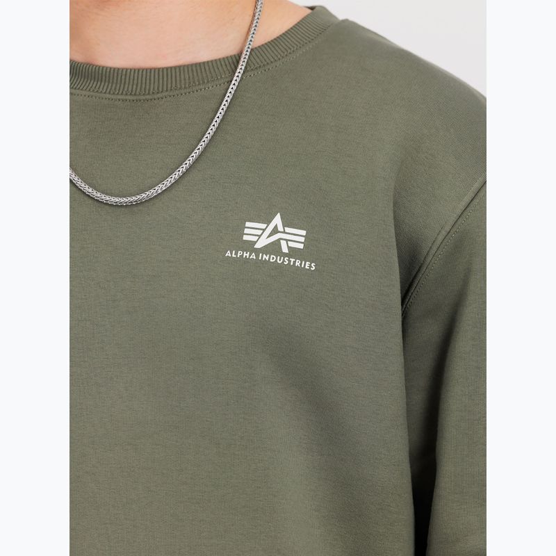 Felpa Alpha Industries Basic Small Logo da uomo, oliva scuro 4
