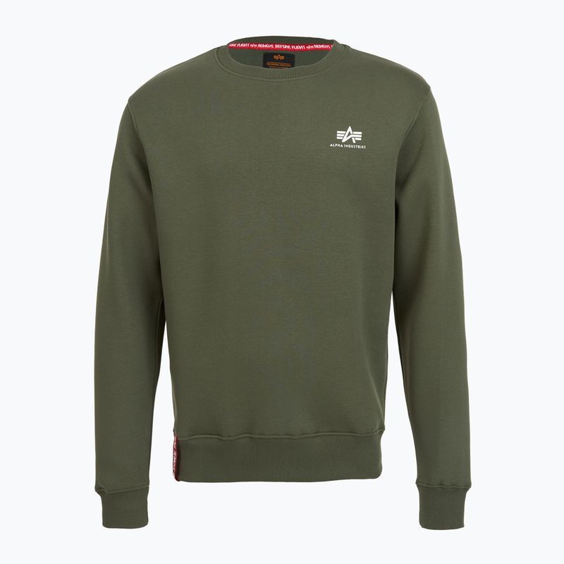 Felpa Alpha Industries Basic Small Logo da uomo, oliva scuro 5