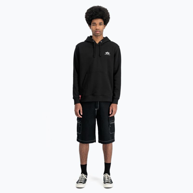 Alpha Industries Uomo Felpa con cappuccio Basic Small Logo nero 2