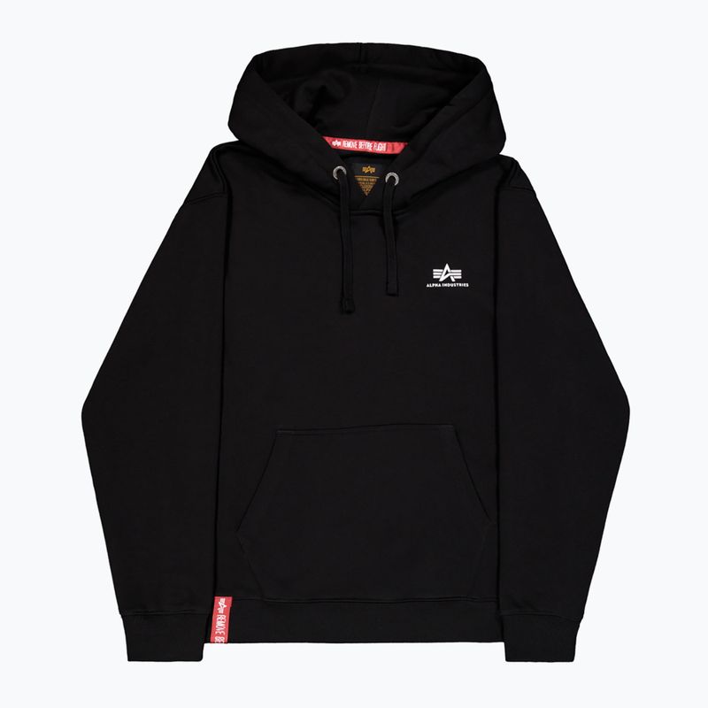 Alpha Industries Uomo Felpa con cappuccio Basic Small Logo nero 7