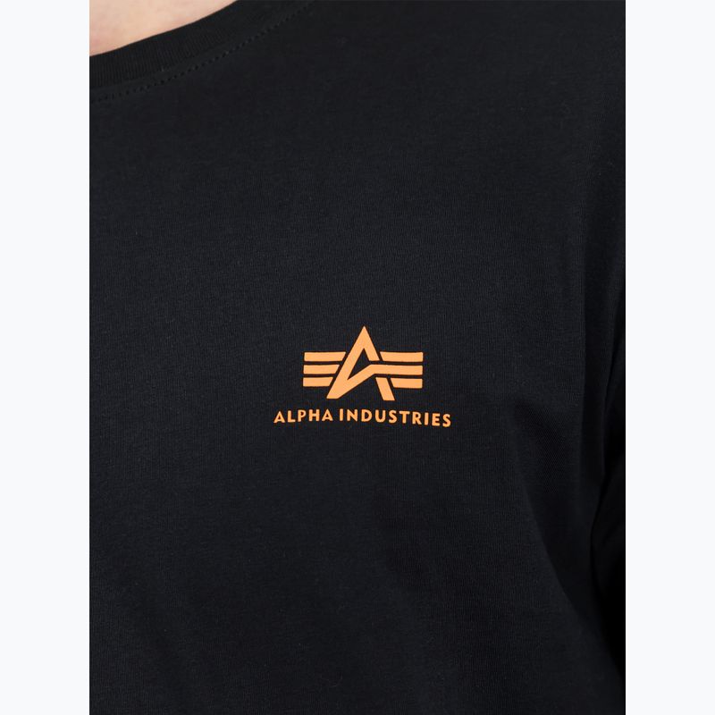 Alpha Industries Basic Small Logo T-shirt uomo nero/arancio neon 4