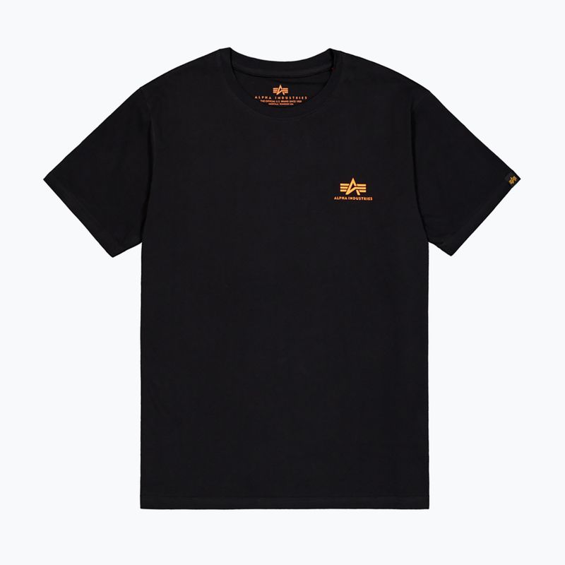 Alpha Industries Basic Small Logo T-shirt uomo nero/arancio neon 5