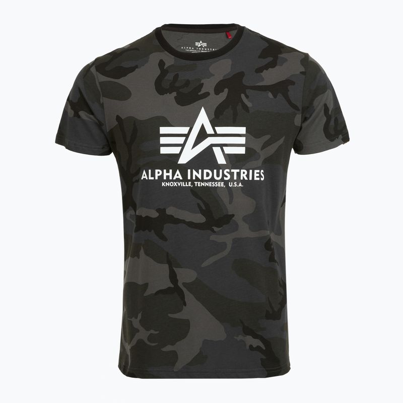 Alpha Industries Basic Camo - Polo mimetica nera da uomo