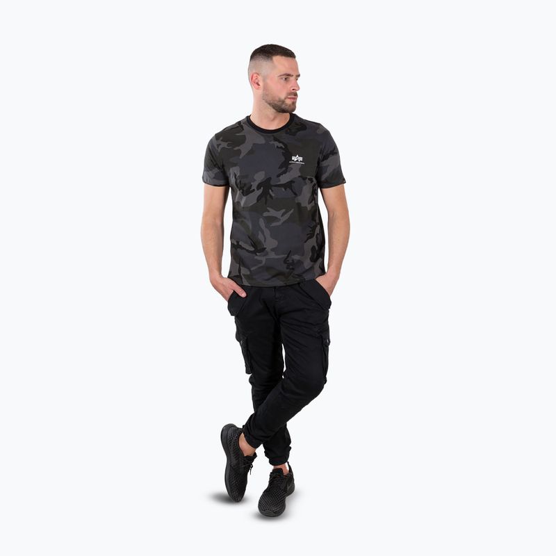 Maglietta Alpha Industries Basic Small Logo Camo Nero Uomo 2