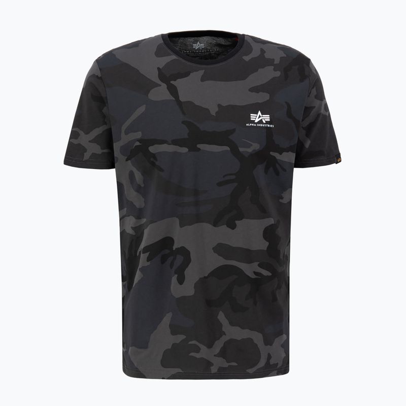 Maglietta Alpha Industries Basic Small Logo Camo Nero Uomo 4