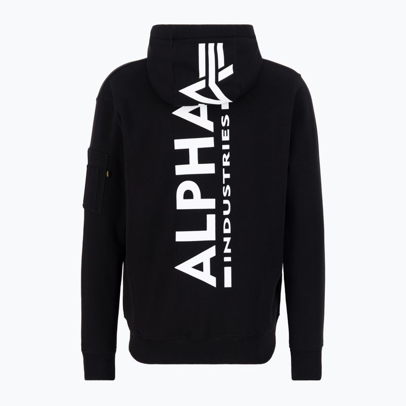 Felpa Alpha Industries Back Print Zip da uomo, nero 2