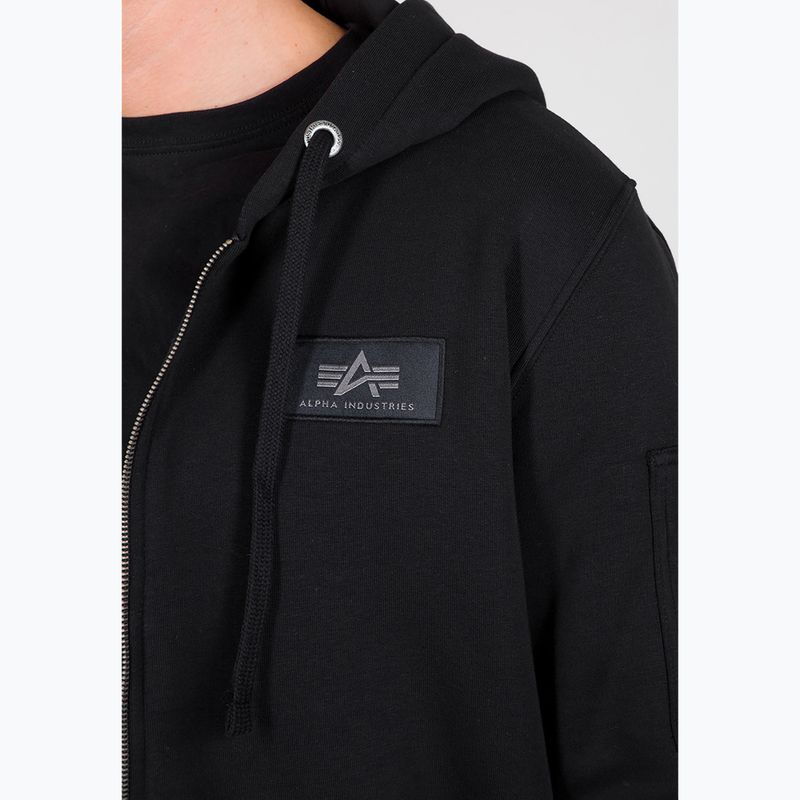 Felpa Alpha Industries Back Print Zip da uomo, nero 4