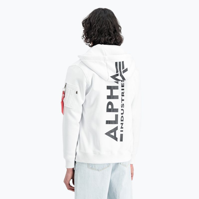 Felpa Alpha Industries uomo Back Print Zip bianco 5