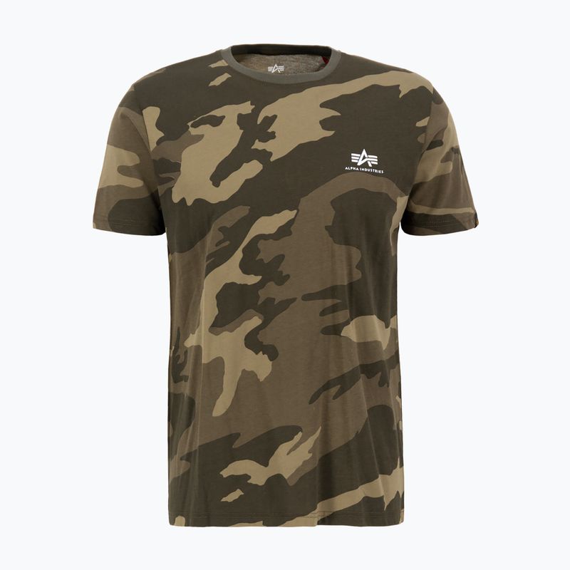 Maglietta Alpha Industries Basic Small Logo Camo oliva da uomo 4
