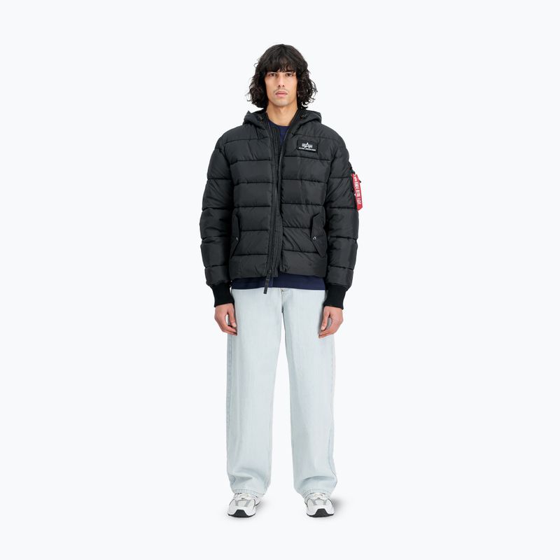 Alpha Industries Uomo Giacca con cappuccio in finto piumino nero 2