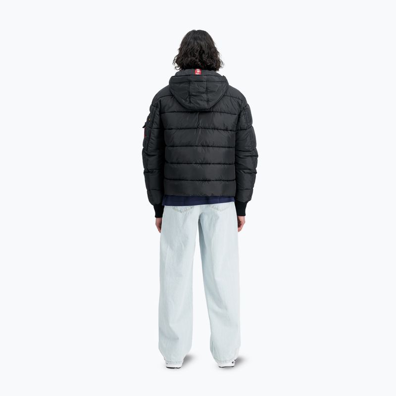 Alpha Industries Uomo Giacca con cappuccio in finto piumino nero 3