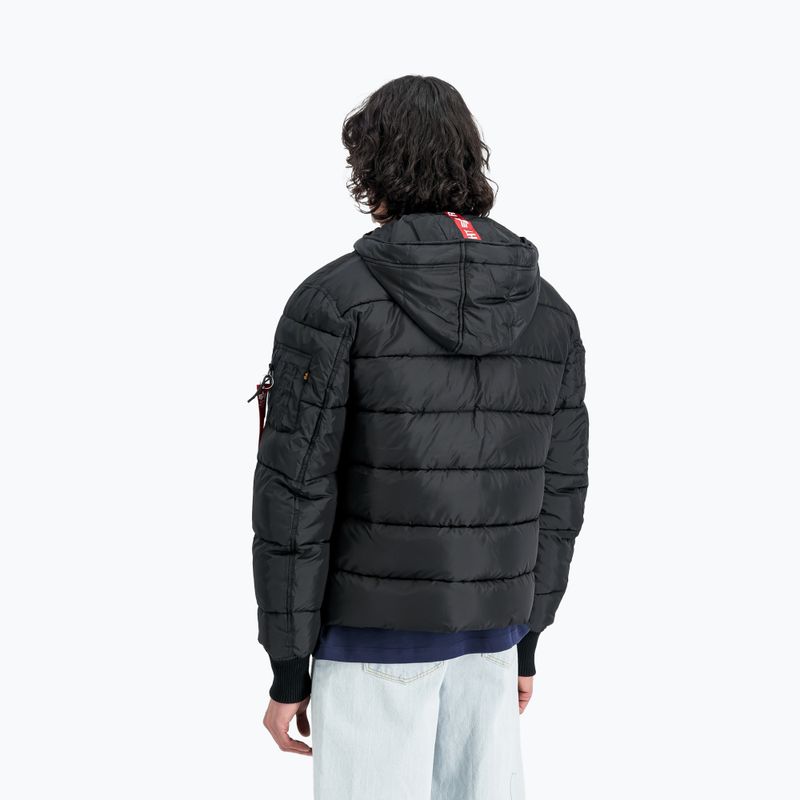 Alpha Industries Uomo Giacca con cappuccio in finto piumino nero 4