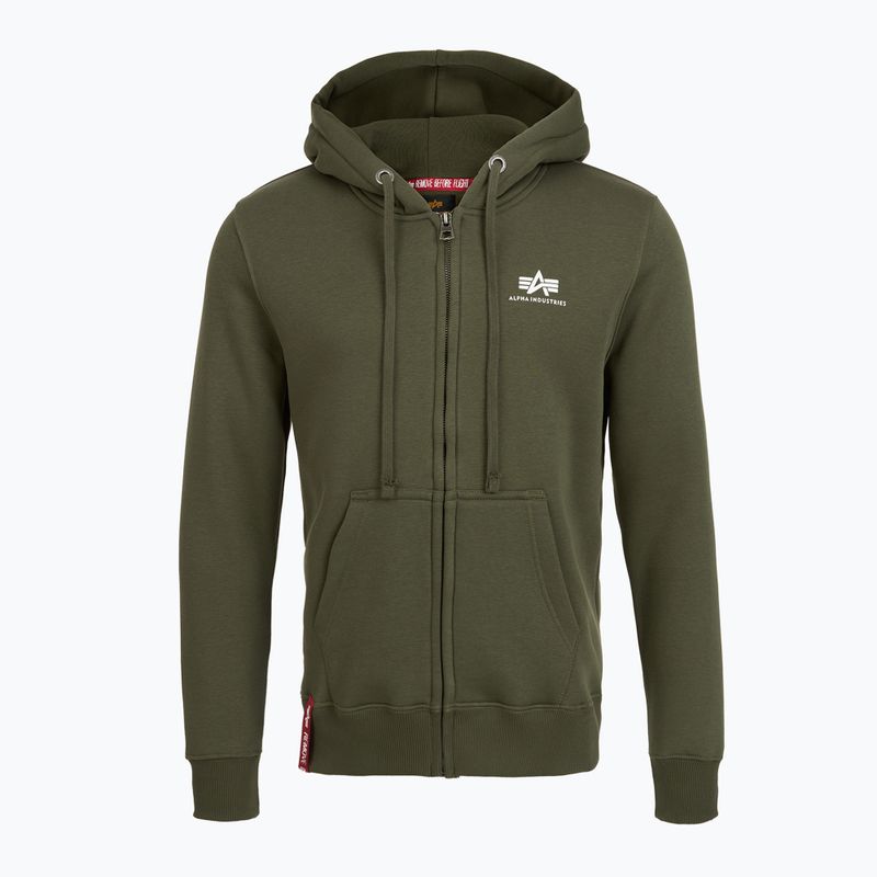 Felpa Alpha Industries Basic Zip SL da uomo, oliva scuro