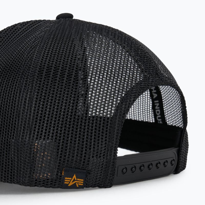 Cappello da baseball Alpha Industries Label Trucker nero da uomo 4