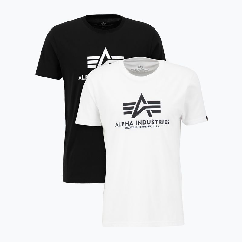 Alpha Industries uomo Basic T shirt 2 pezzi nero/bianco