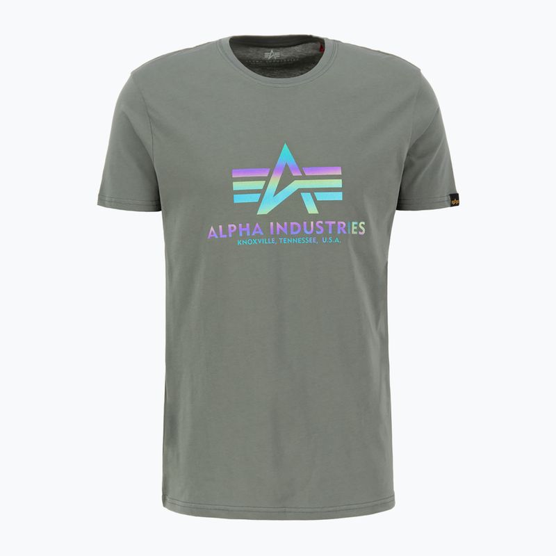 Maglietta Alpha Industries Basic Rainbow Reflective verde vintage da uomo