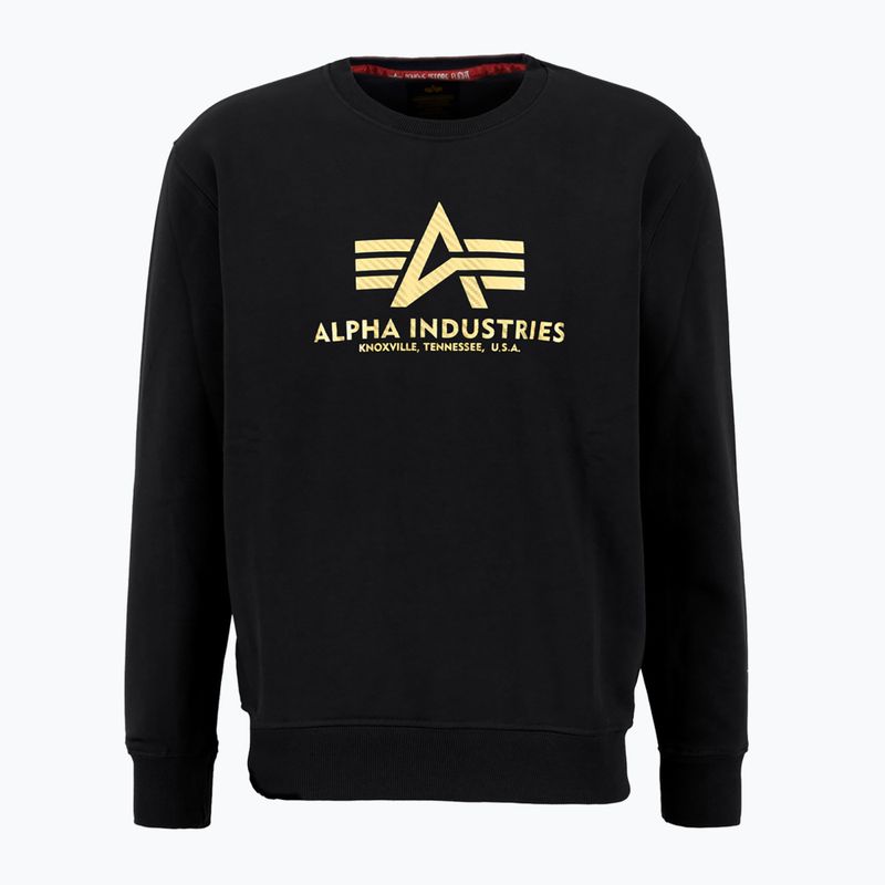 Felpa Alpha Industries Basic Carbon nero/oro da uomo 3