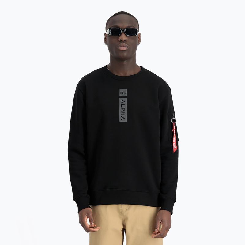 Alpha Industries Uomo Maglione con stampa riflettente nero