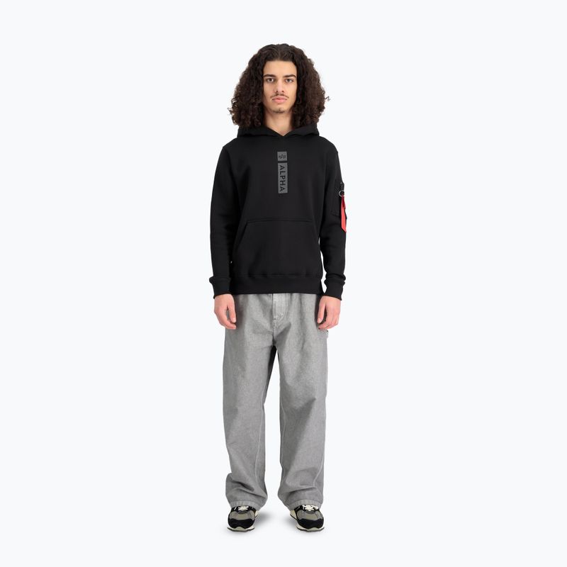 Alpha Industries Uomo Felpa con cappuccio con stampa a sbuffo, nero 2