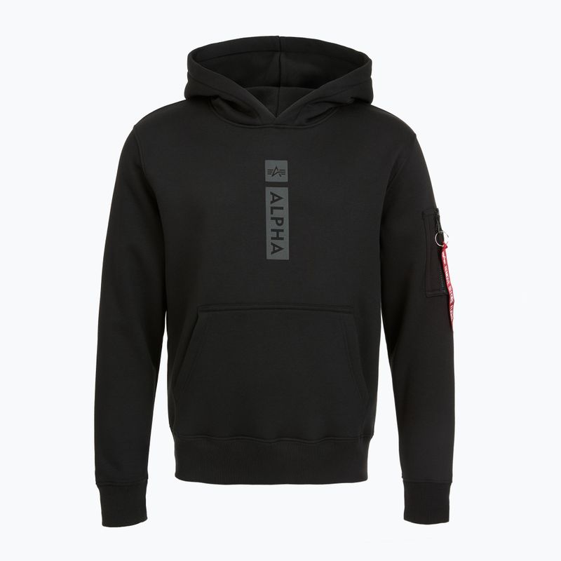 Alpha Industries Uomo Felpa con cappuccio con stampa a sbuffo, nero 6