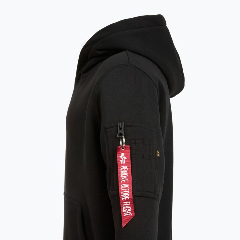 Alpha Industries Uomo Felpa con cappuccio con stampa a sbuffo, nero 8