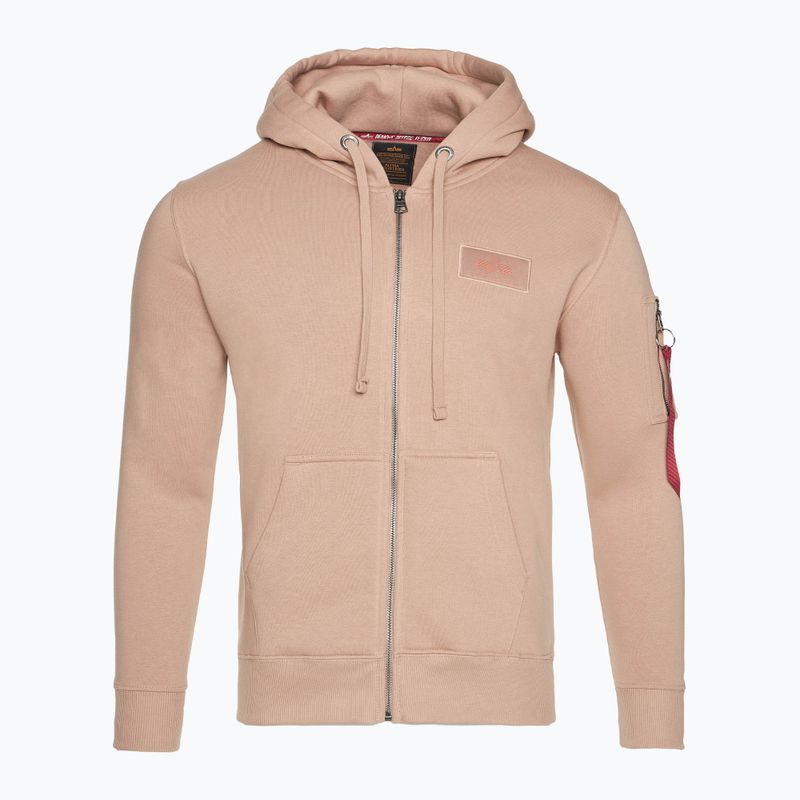 Felpa Alpha Industries Back Print Zip da uomo, color corallo polveroso