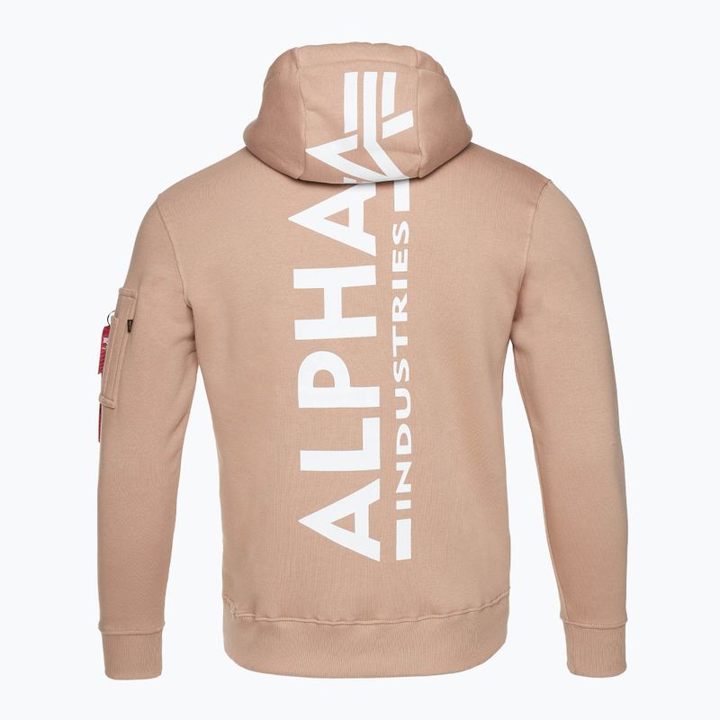 Felpa Alpha Industries Back Print Zip da uomo, color corallo polveroso 2