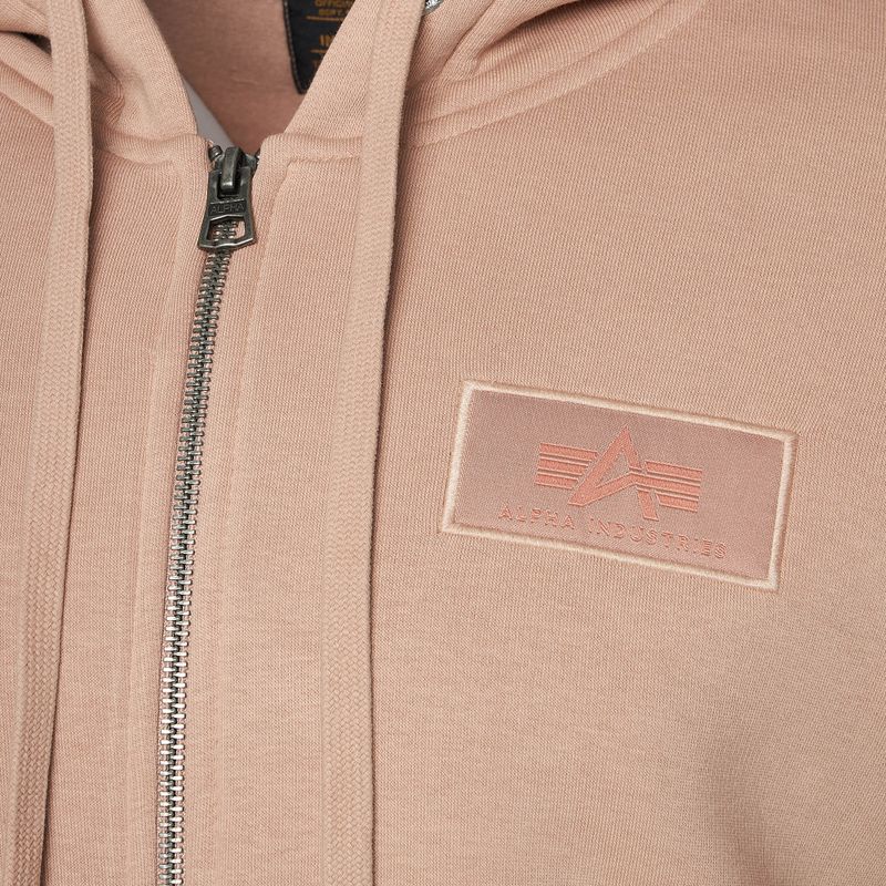 Felpa Alpha Industries Back Print Zip da uomo, color corallo polveroso 3