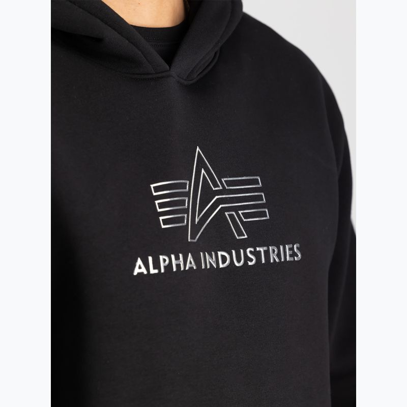 Alpha Industries Uomo Felpa con cappuccio Basic TPU nero/cromo 5