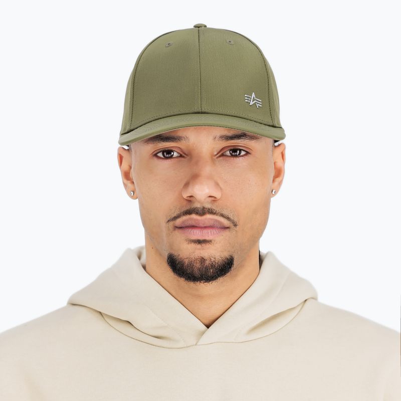 Berretto da baseball Alpha Industries Metal Label da uomo, oliva scura 3