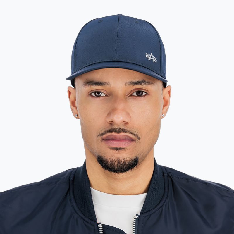 Berretto da baseball Alpha Industries da uomo Metal Label rep blu/cromo 3