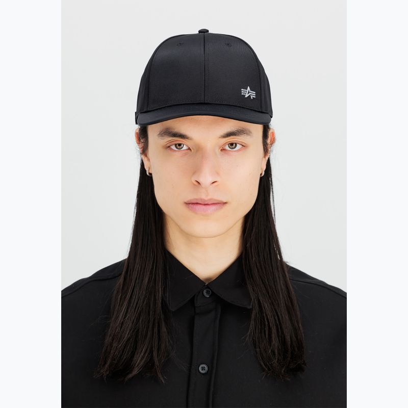 Alpha Industries Metal Label rep cappellino da baseball nero/argento metallizzato 6