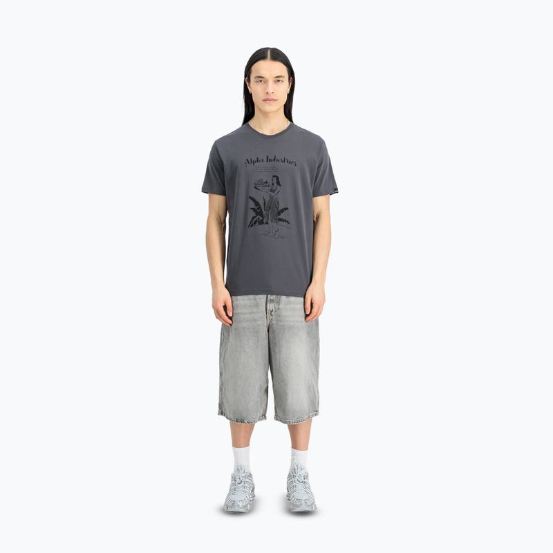 Maglietta Alpha Industries da uomo Hawaii grigio vintage 2
