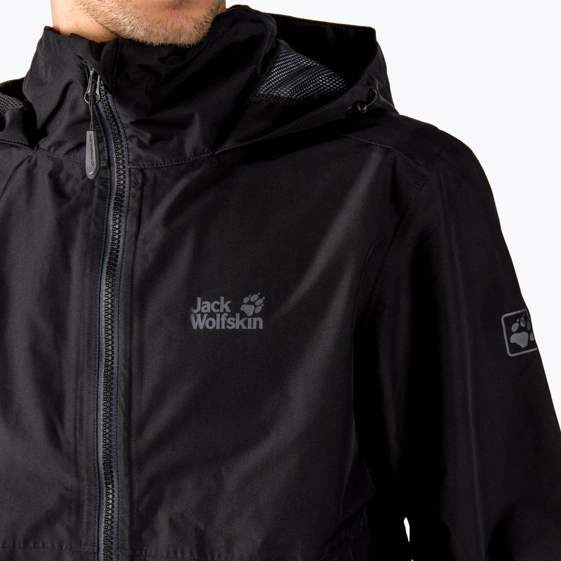 Jack Wolfskin giacca antipioggia da uomo Evandale nero 4