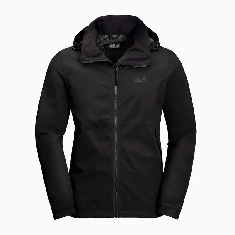 Jack Wolfskin giacca antipioggia da uomo Evandale nero 5