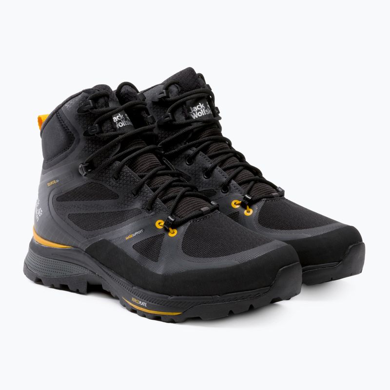 Stivali da trekking Jack Wolfskin Force Trekker Texapore Mid nero/giallo bordeaux da uomo 4