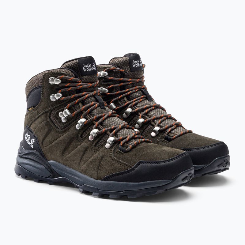 Jack Wolfskin Refugio Texapore Mid, scarponi da trekking da uomo, cachi/phantom 5