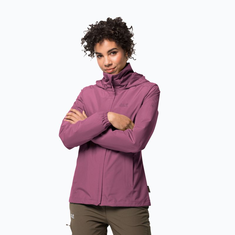 Jack Wolfskin Stormy Point, giacca da pioggia da donna, viola quarzo