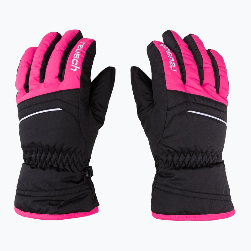 Guanti da sci per bambini Reusch Alan 2022 nero/rosa glo 3