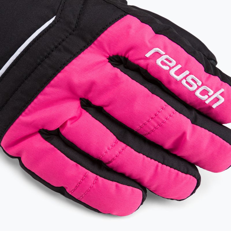 Guanti da sci per bambini Reusch Alan 2022 nero/rosa glo 4