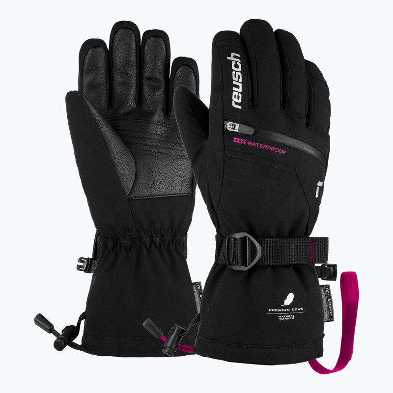 Guanto da sci per bambini Reusch Lando R-TEX XT nero/rosa glo 7