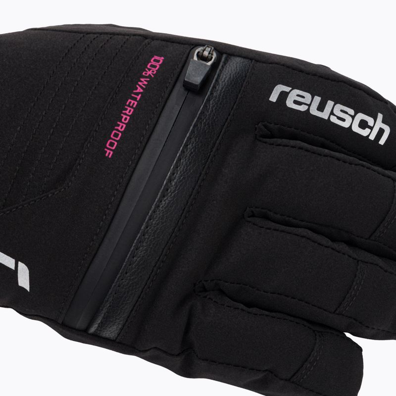 Guanto da sci per bambini Reusch Lando R-TEX XT nero/rosa glo 5