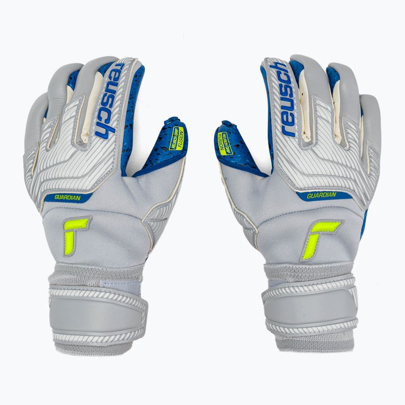 Guanti da portiere Reusch Attrakt Fusion Guardian grigio vapore/giallo sicurezza/blu scuro