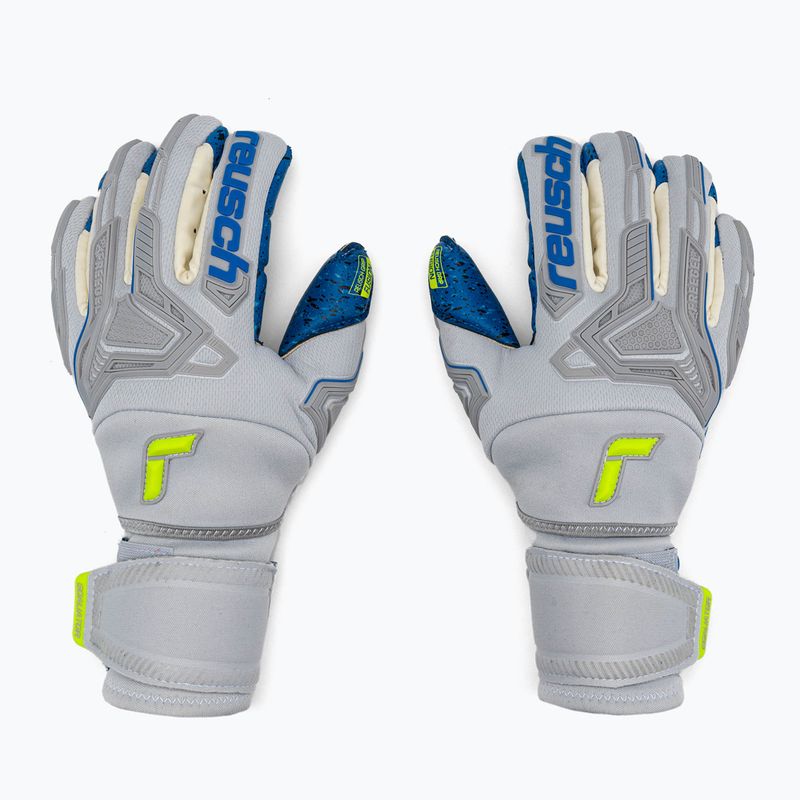 Guanti da portiere Reusch Attrakt Freegel Fusion Ortho-Tec grigio vapore/giallo sicurezza/blu