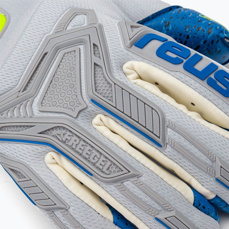 Guanti da portiere Reusch Attrakt Freegel Fusion Ortho-Tec grigio vapore/giallo sicurezza/blu 4