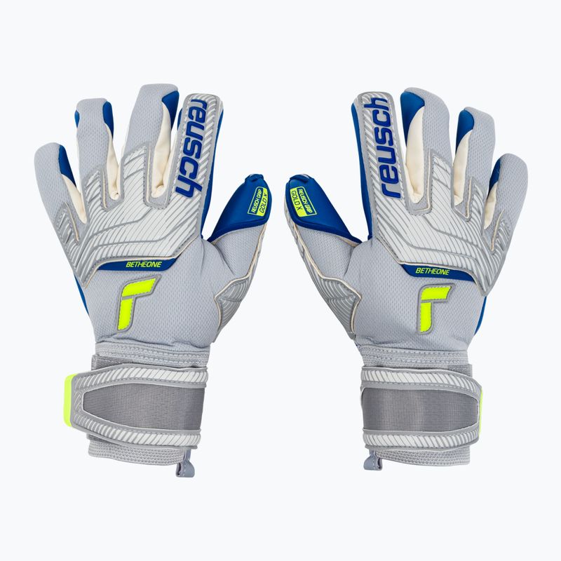 Guanti da portiere Reusch Attrakt Gold X grigio vapore/giallo sicurezza/blu scuro