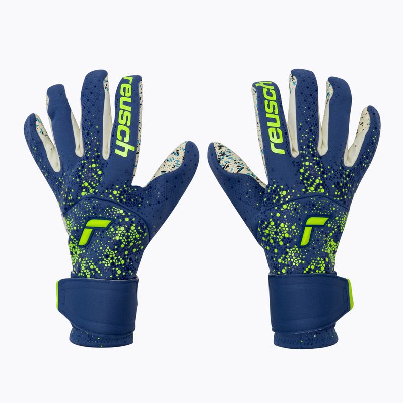 Guanti da portiere Reusch Pure Contact Fusion blu vero/giallo di sicurezza